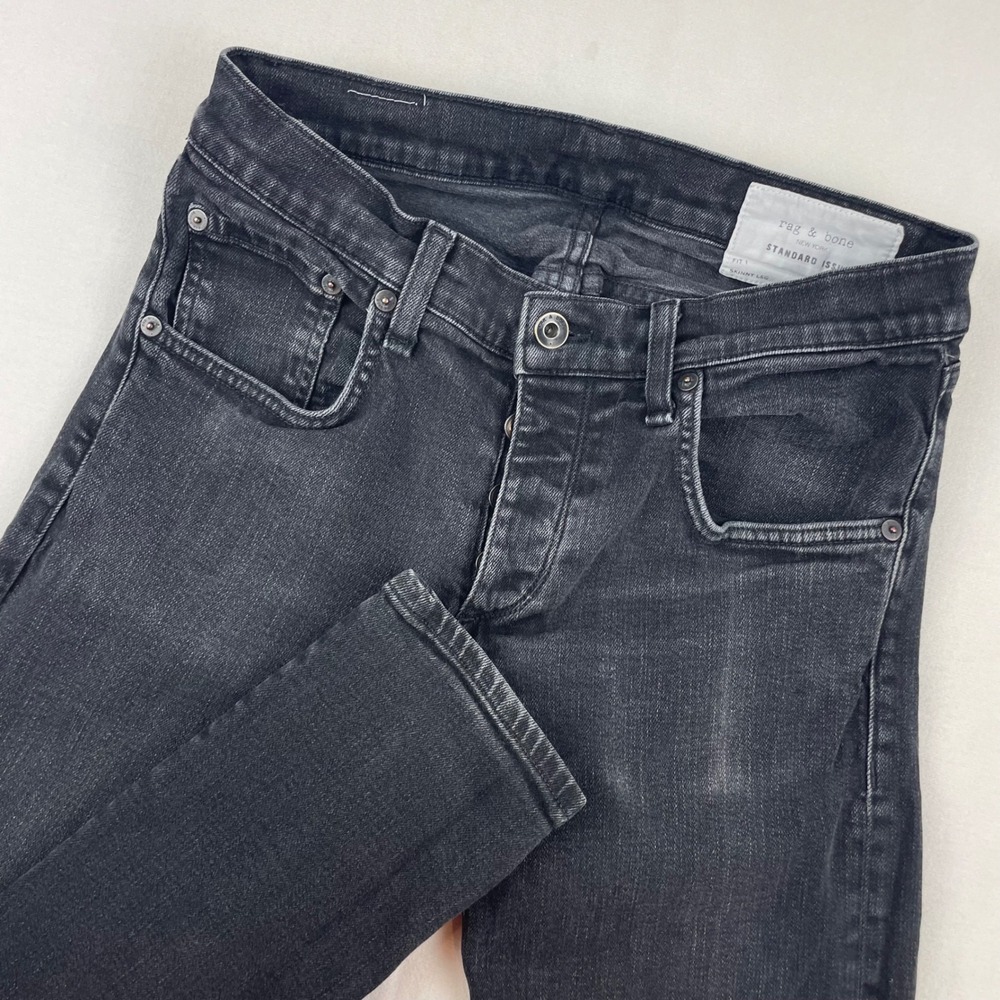 Rag & Bone Standard Issue Fit 1 Skinny Leg Jeans Black Faded Size 31 M1224K302